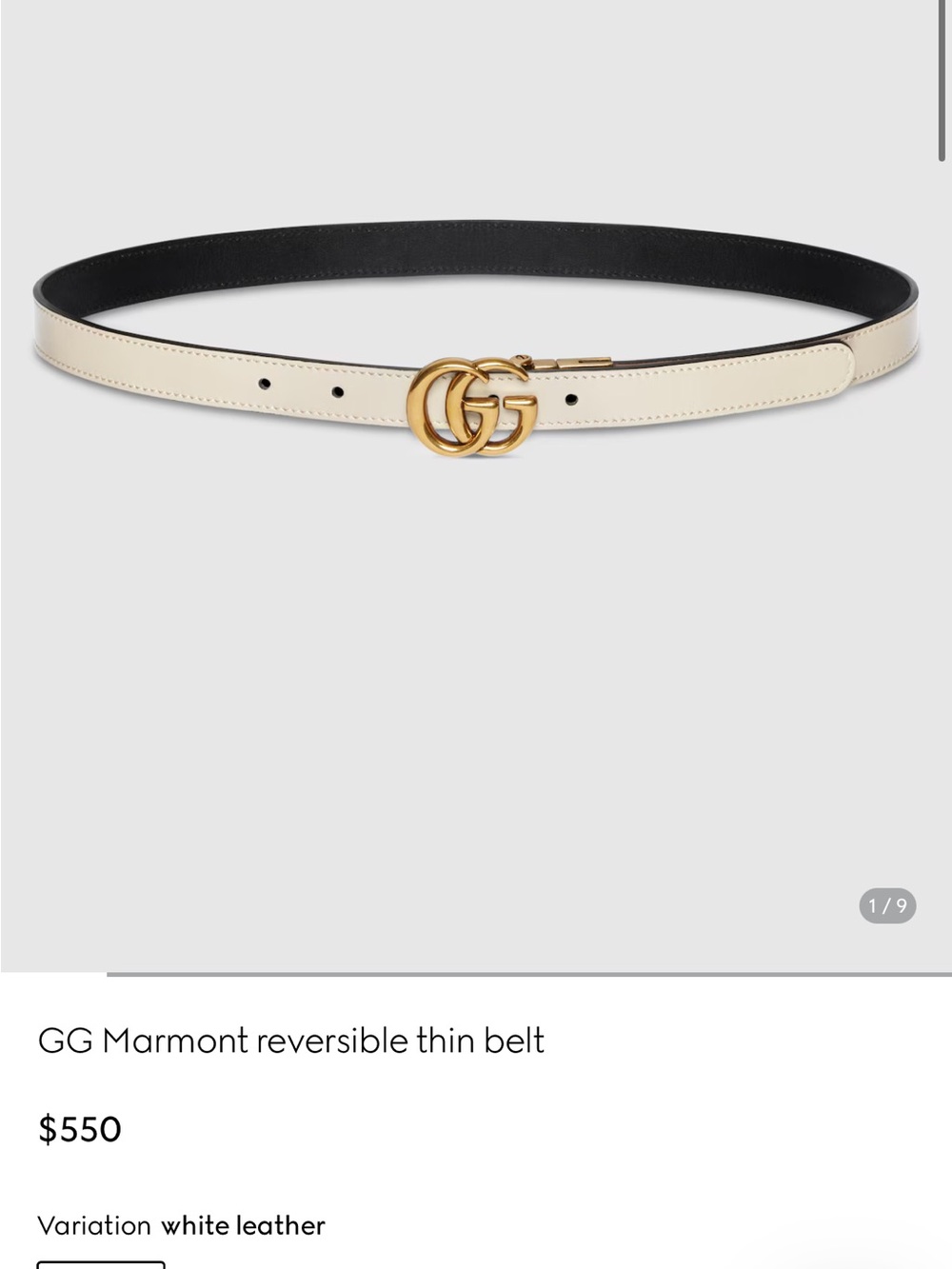 Gucci Cream Leather Double G Belt with Gold Hardware - Size 95 - Picture 7 of 9